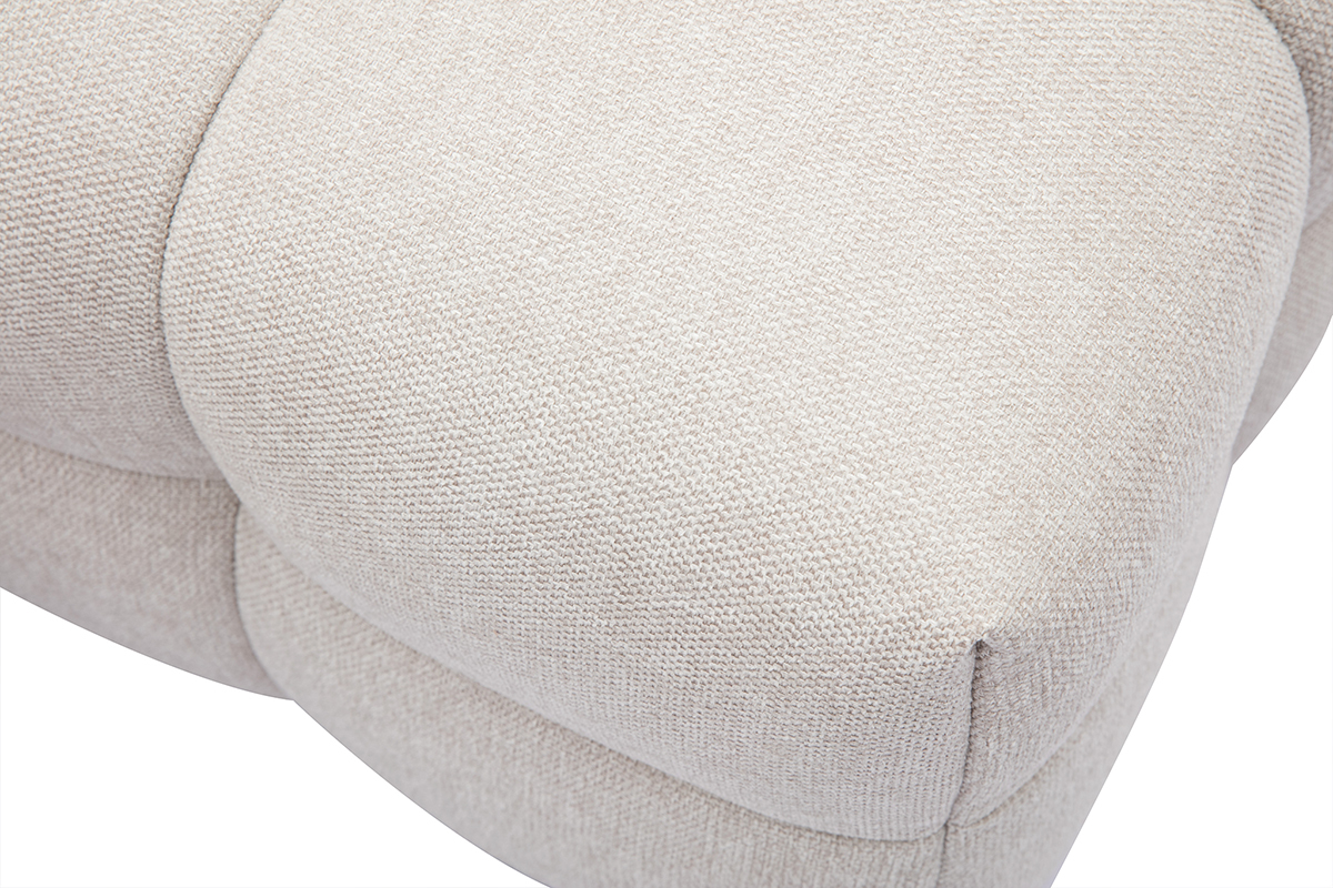 Pouf repose-pieds design en tissu effet velours textur beige CORTO