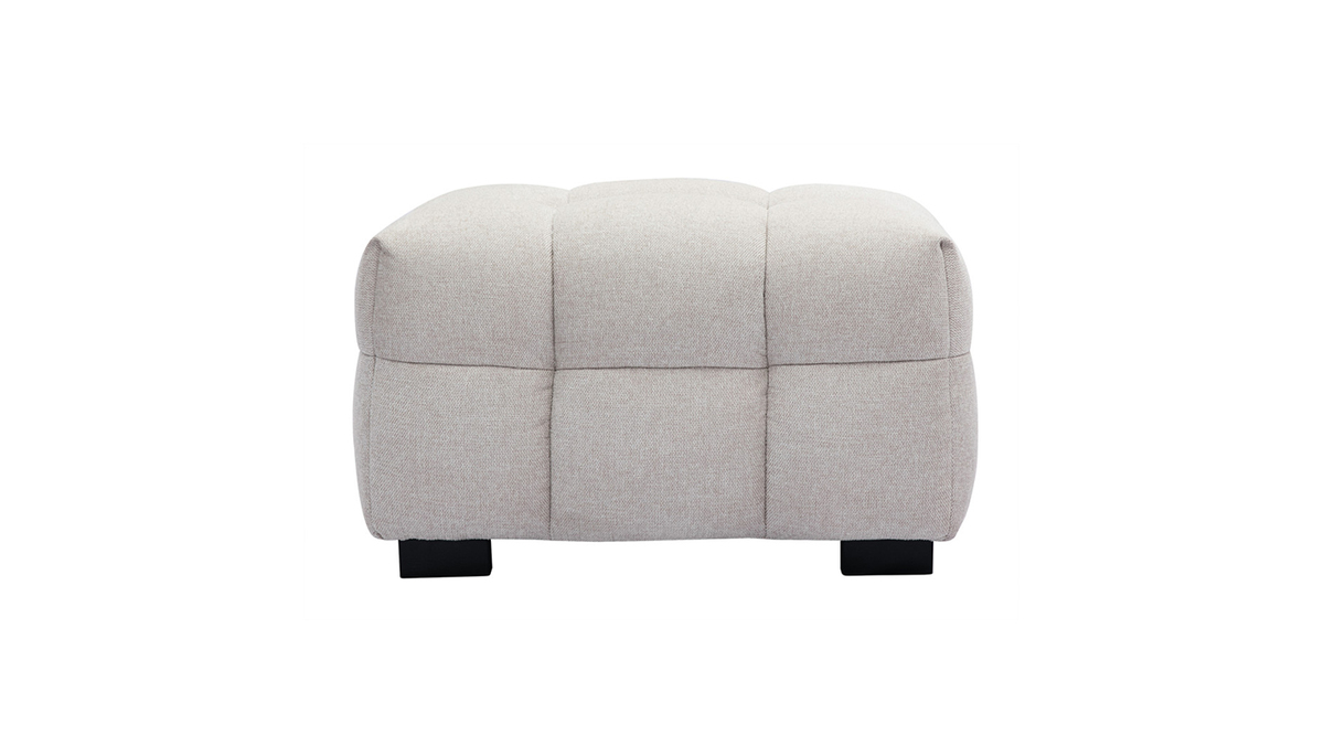 Pouf repose-pieds design en tissu effet velours textur beige CORTO