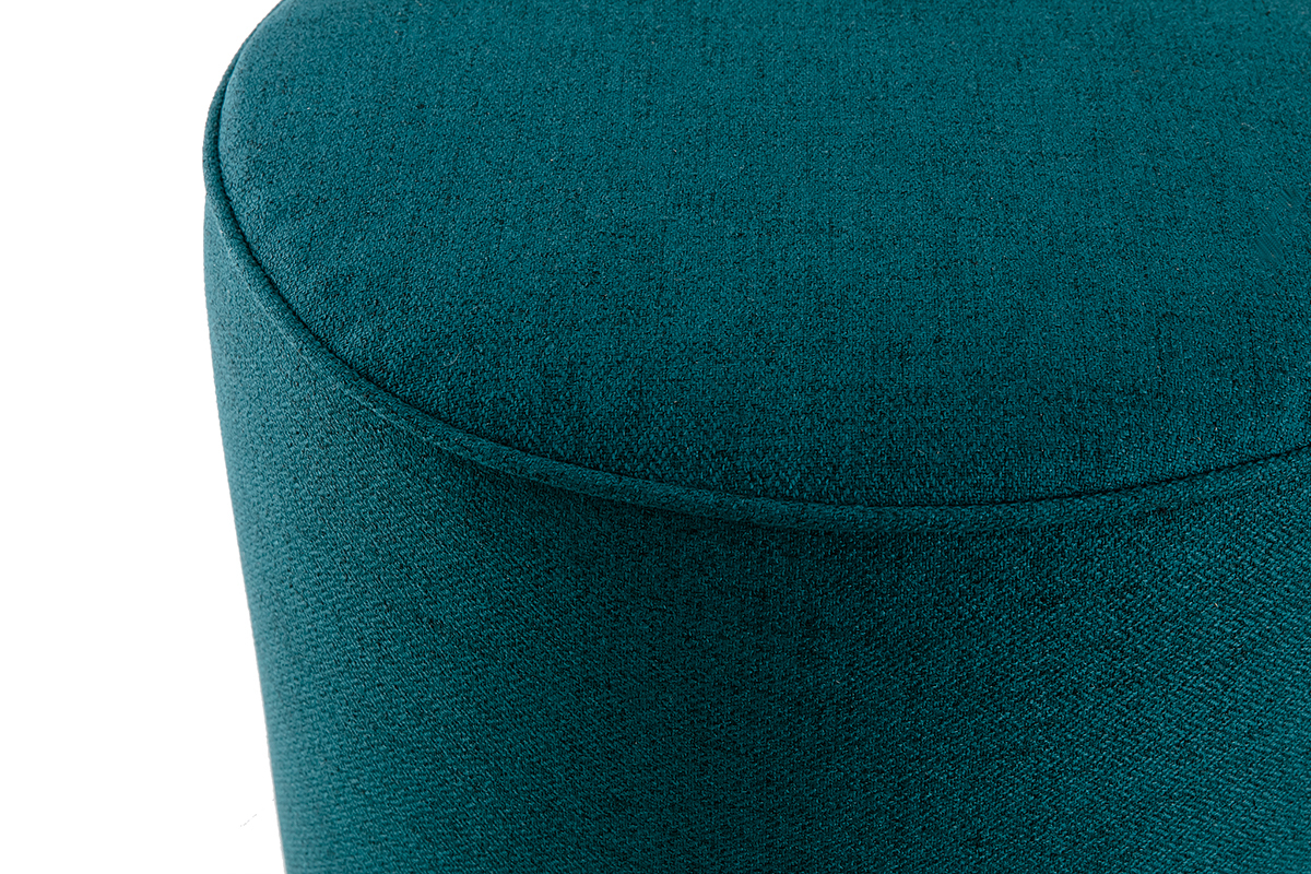 Pouf rond en tissu bleu paon D40 cm COQ