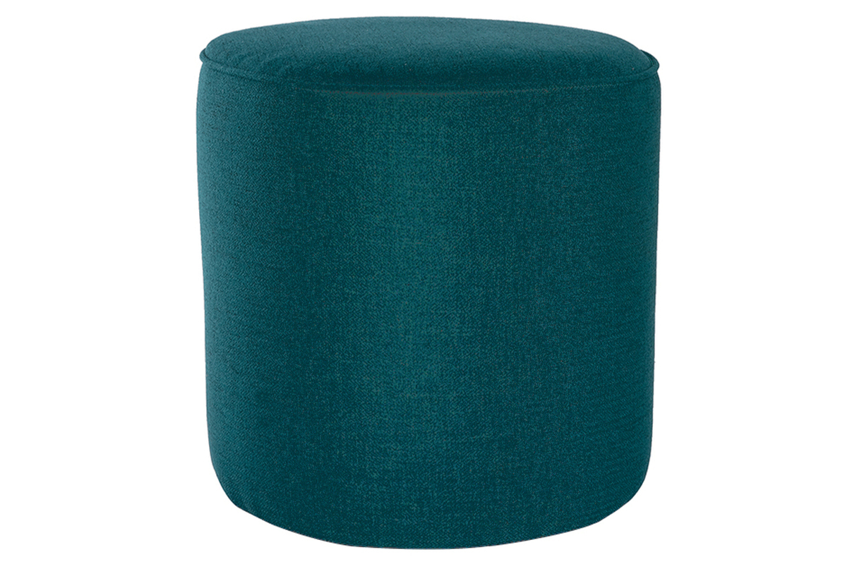 Pouf rond en tissu bleu paon D40 cm COQ