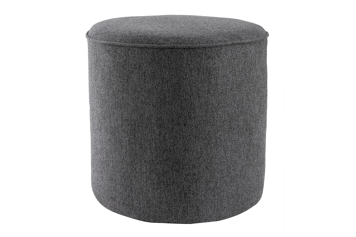 Pouf rond en tissu gris anthracite D40 cm COQ