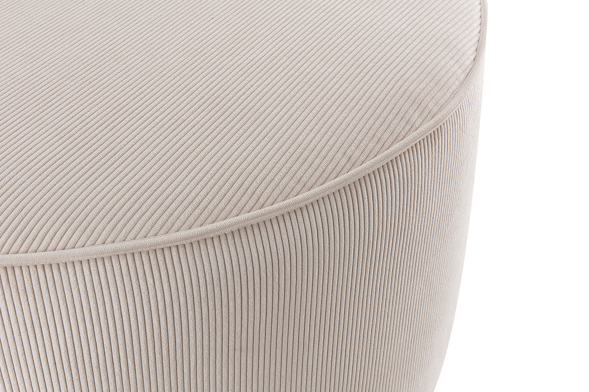 Pouf rond en tissu velours ctel cru D70 cm LOUIS