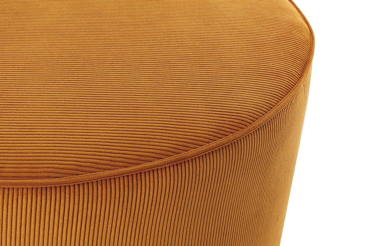 Pouf rond en tissu velours ctel jaune D70 cm LOUIS