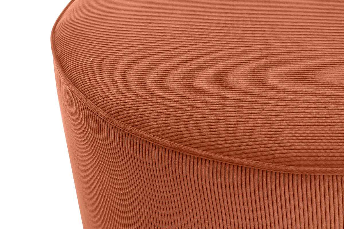 Pouf rond en tissu velours ctel terre brule D70 cm LOUIS