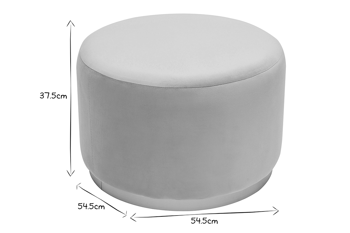 Pouf rond en velours taupe et mtal dor D54 cm AMAYA