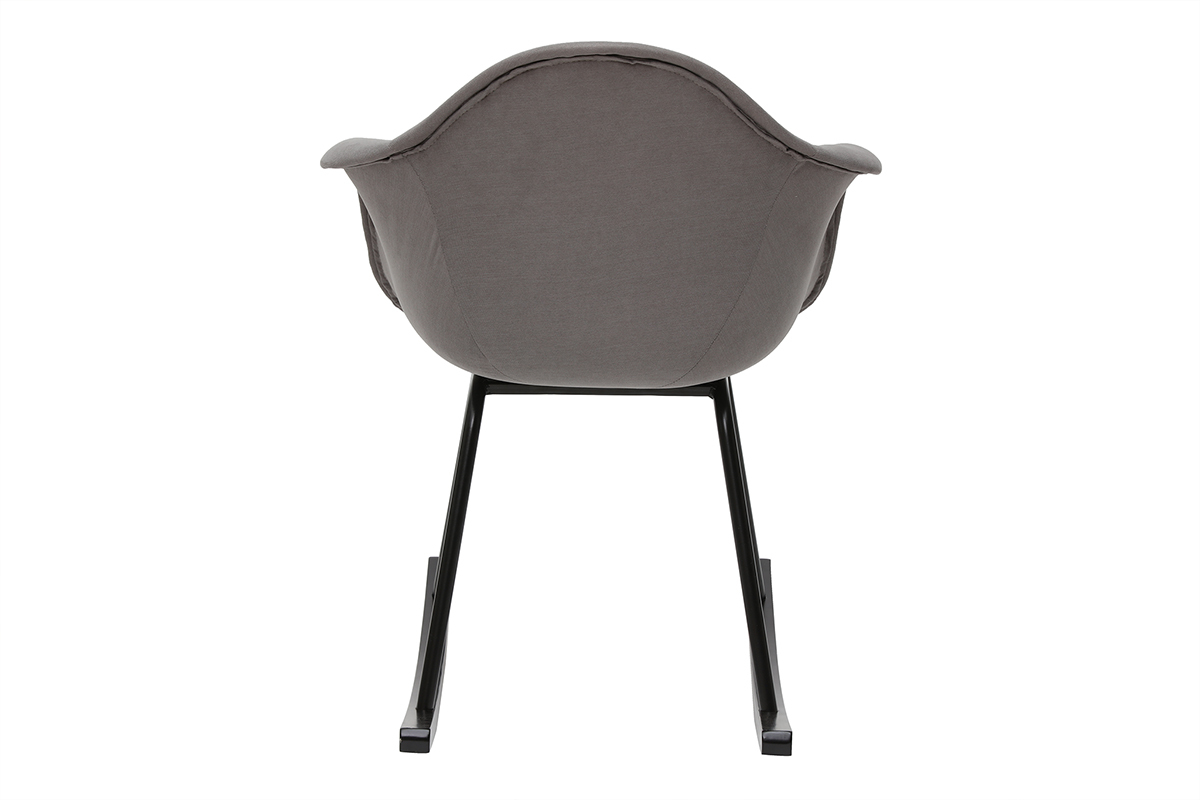 Rocking chair design en tissu effet velours gris et mtal noir MAMBO