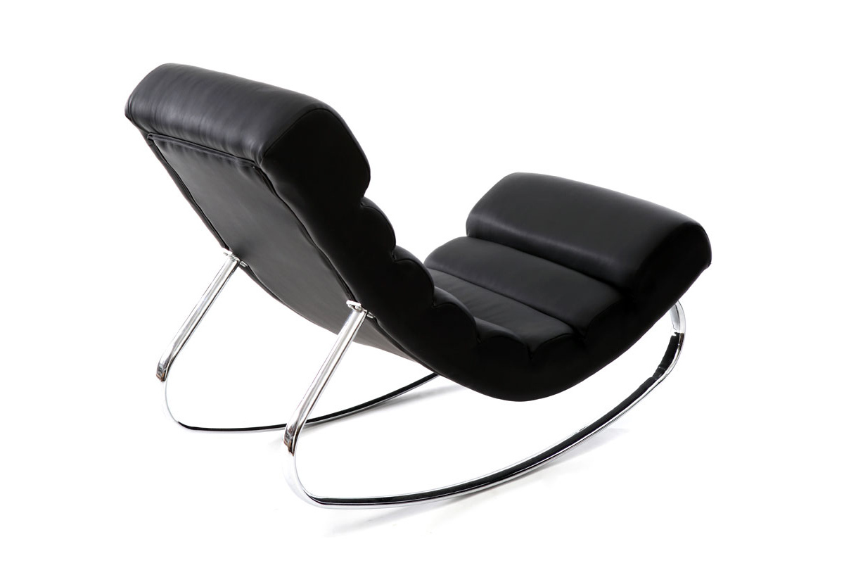 Rocking chair design noir et acier chrom TAYLOR