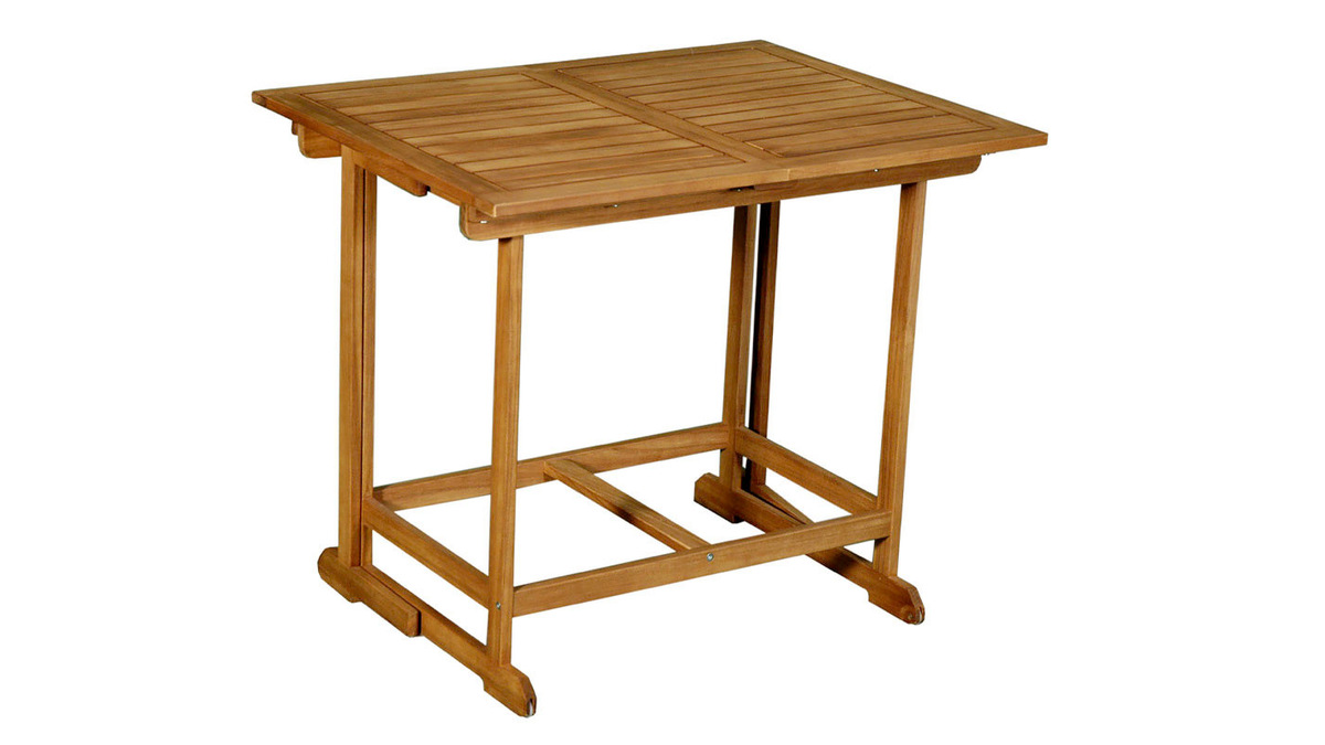 Set d'une table extensible avec rangements et de 4 chaises pliantes en bois massif CARMEN