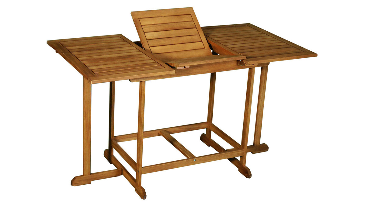 Set d'une table extensible avec rangements et de 4 chaises pliantes en bois massif CARMEN