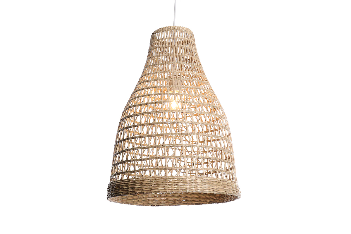 Suspension cloche ajoure en rotin naturel D36 cm PAMPA