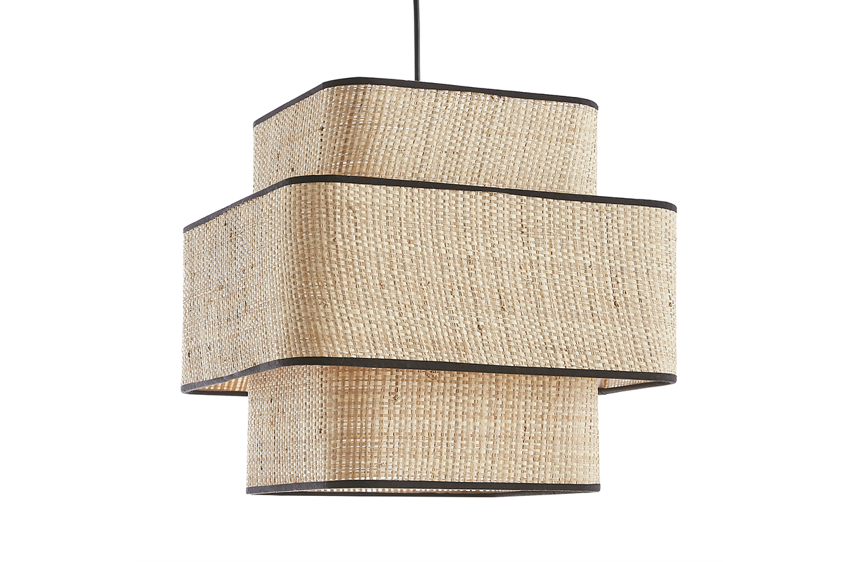 Suspension cube en rabane naturelle L35 cm TERA