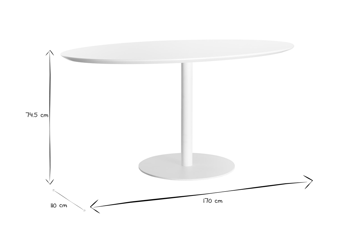 Table  manger design blanche ovale L170 cm HALIA