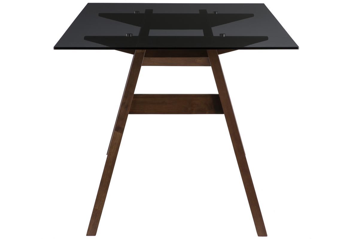 Table  manger design en verre fum noir et bois fonc L160 cm BACCO