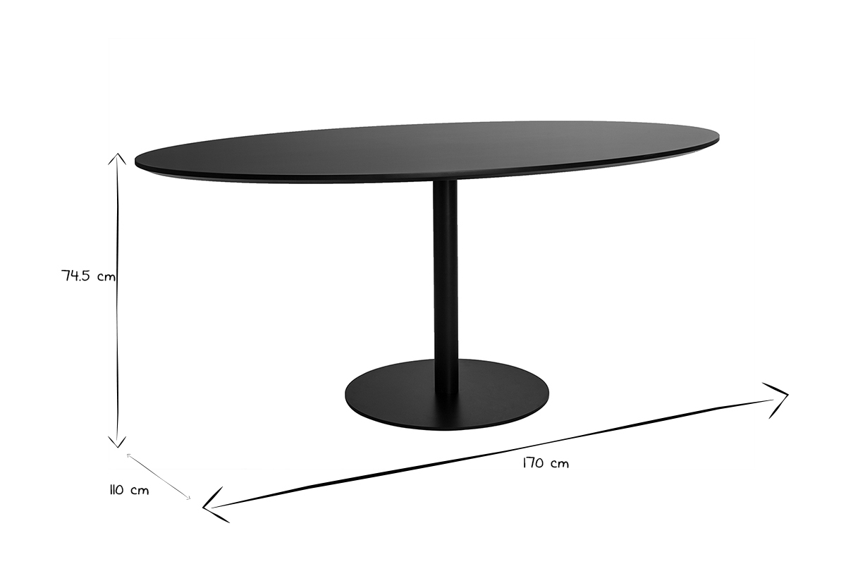 Table  manger design noire ovale L170 cm HALIA