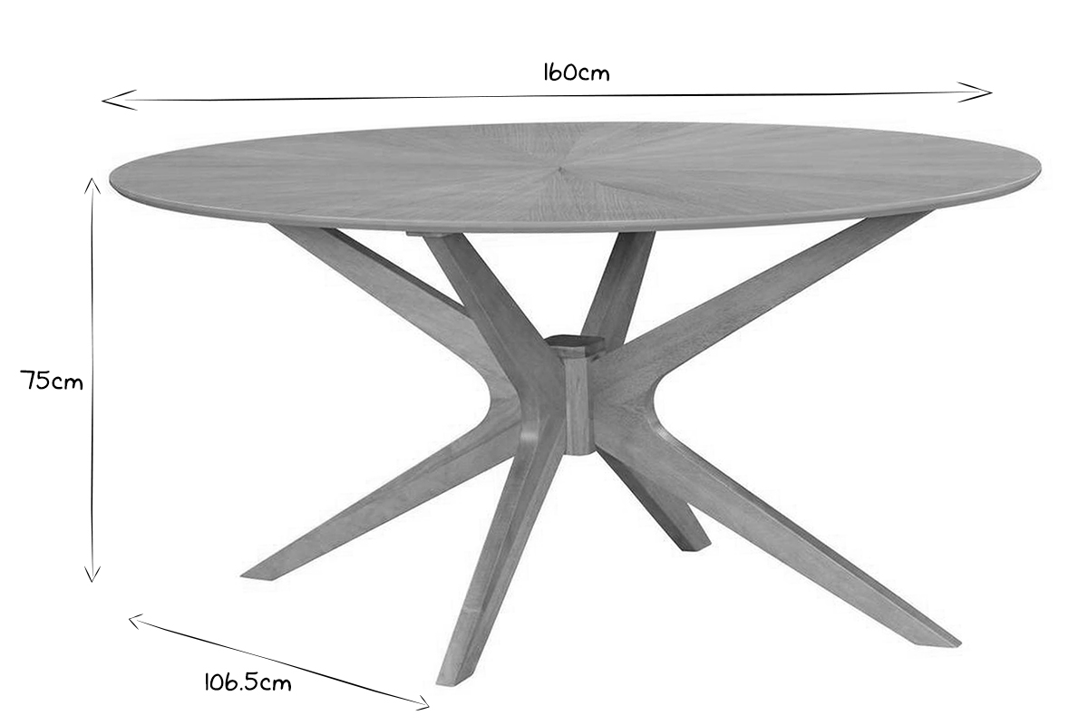 Table  manger design ovale chne L160 cm DIELLI