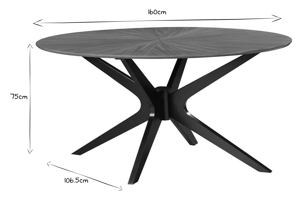 Table  manger design ovale noyer L160 cm DIELLI