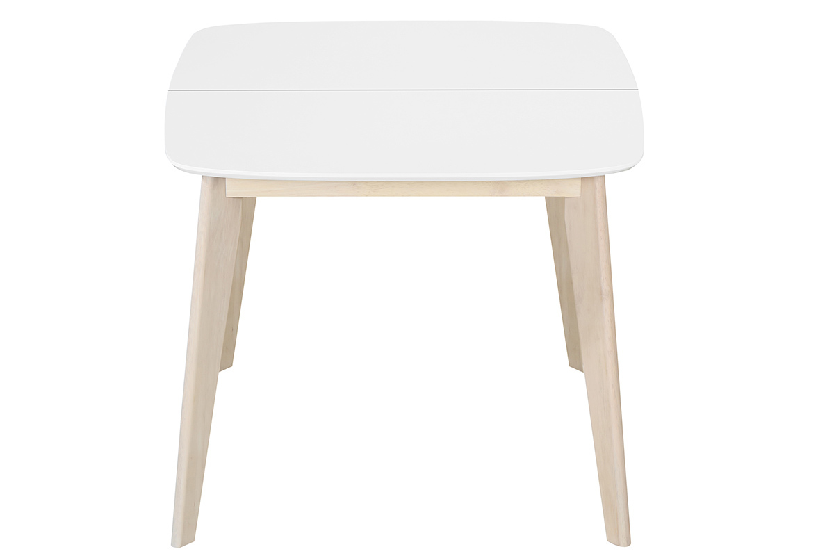 Table  manger extensible scandinave carre blanche et bois L90-130 cm LEENA