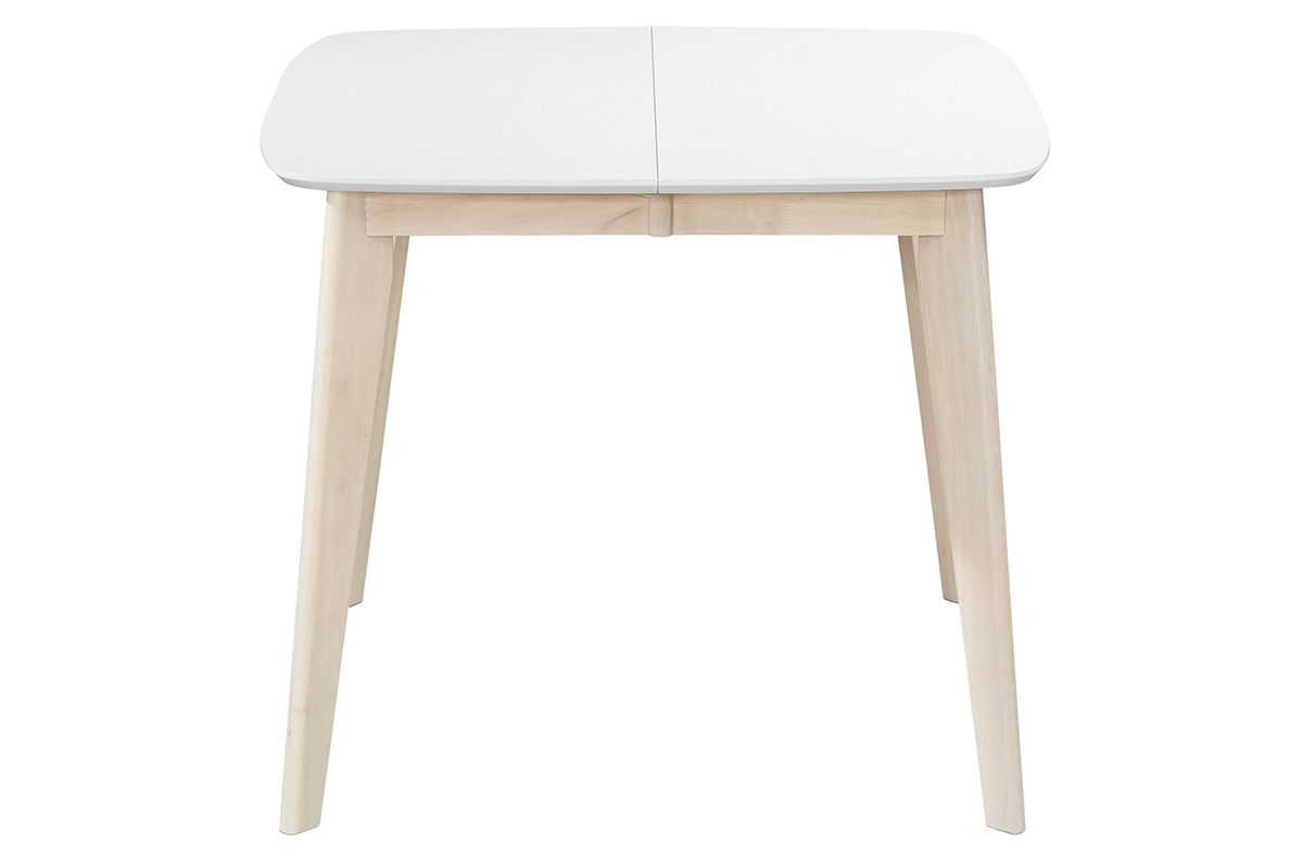 Table  manger extensible scandinave carre blanche et bois L90-130 cm LEENA