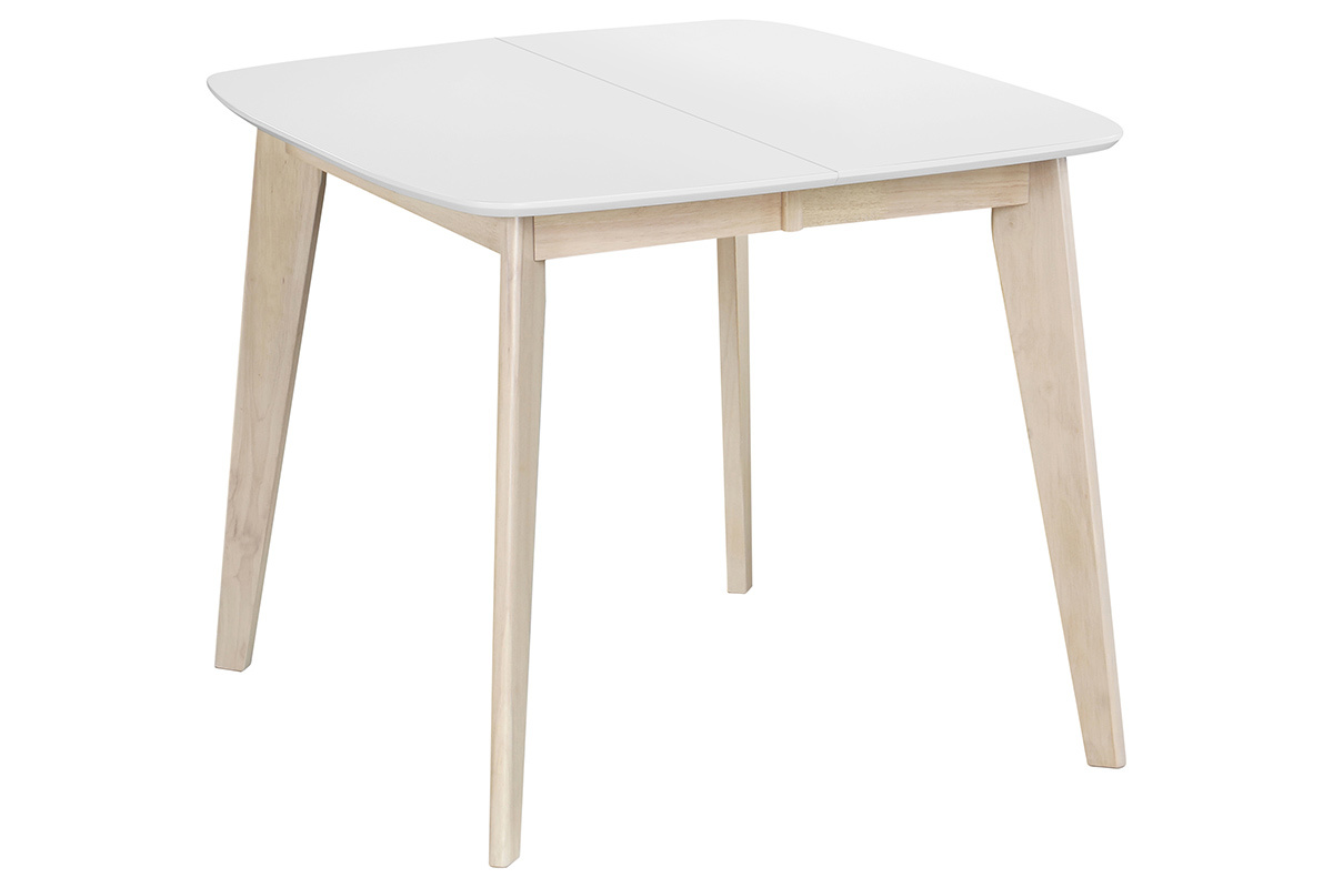 Table  manger extensible scandinave carre blanche et bois L90-130 cm LEENA