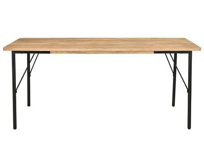 Table à manger scandinave extensible blanche pieds bois rectangulaire  L180-260 cm DELAH - Miliboo