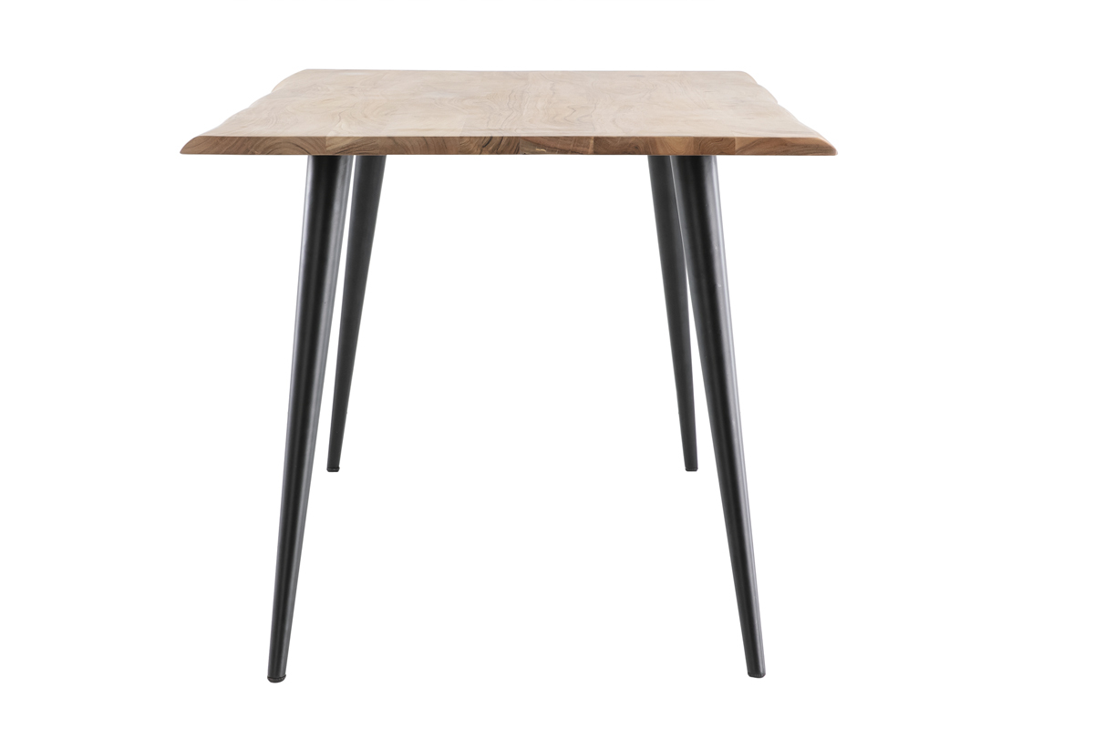 Table  manger rectangulaire industrielle en bois massif et mtal noir L175 cm EDGE