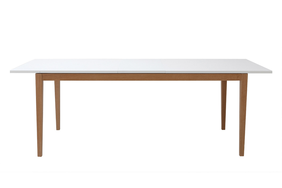 Table  manger scandinave extensible blanche pieds bois rectangulaire L180-260 cm DELAH