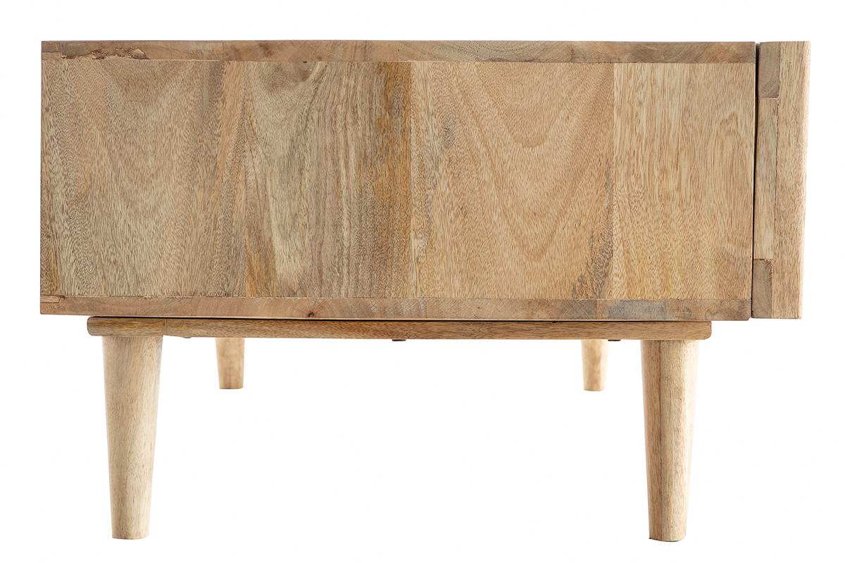 Table basse avec portes coulissantes bois manguier massif ALBA