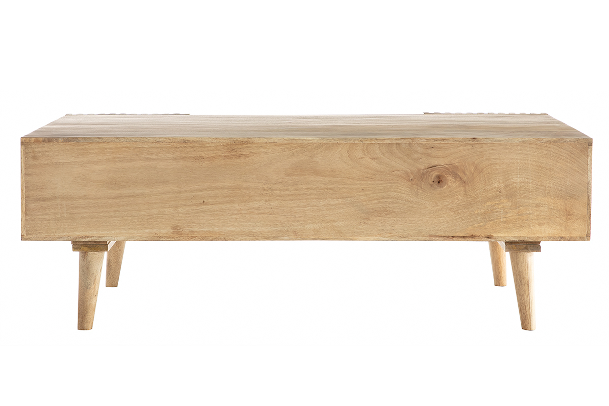 Table basse avec portes coulissantes bois manguier massif ALBA