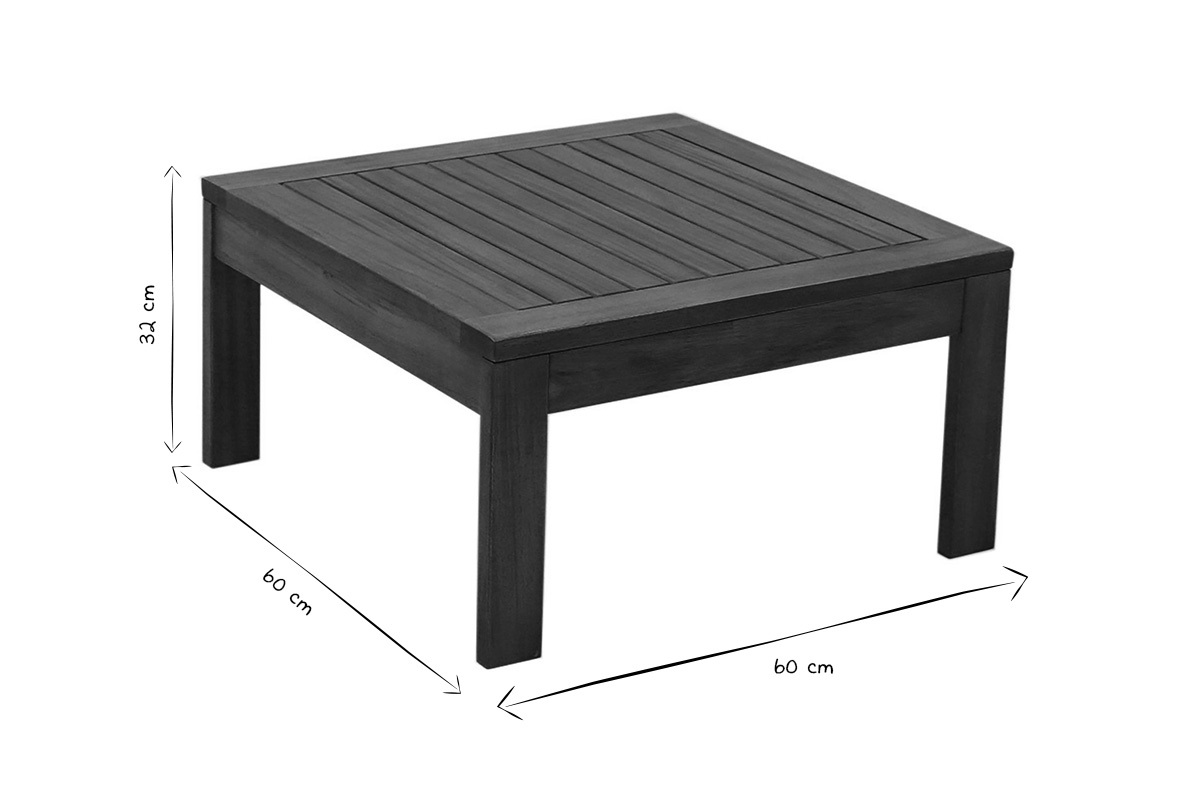 Table basse de jardin carr en bois massif L60 cm SALVADOR