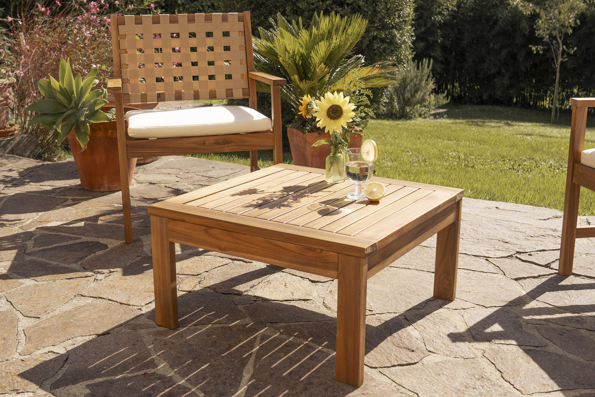 Table basse de jardin carr en bois massif L60 cm SALVADOR