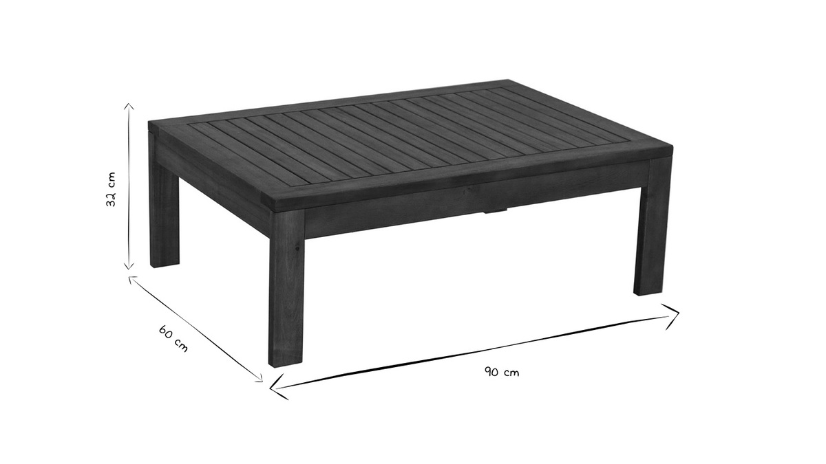 Table basse de jardin en bois massif L90 cm SALVADOR