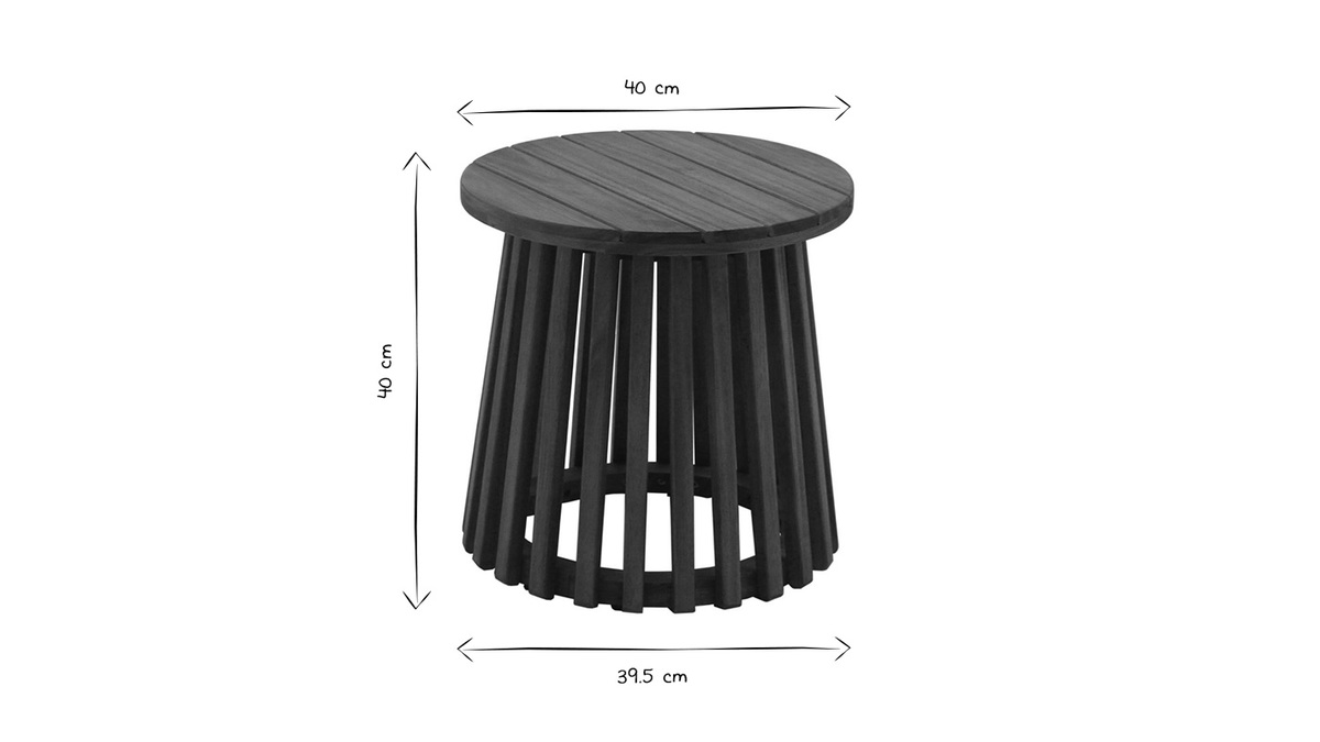 Table basse de jardin ronde en bois massif D40 cm  - NASSAU