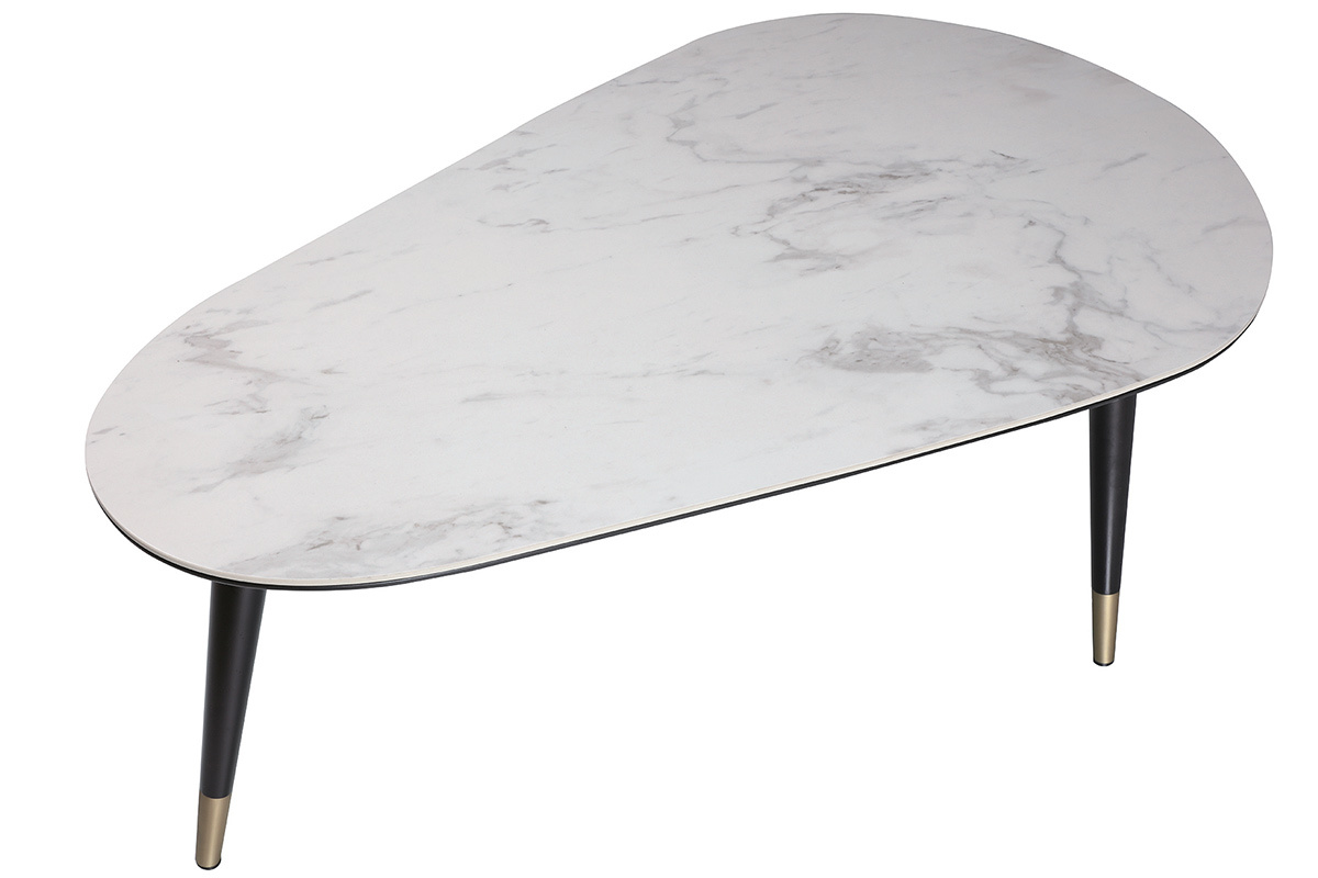 Table basse design effet marbre, bois noir et mtal dor L100 cm ALLURE