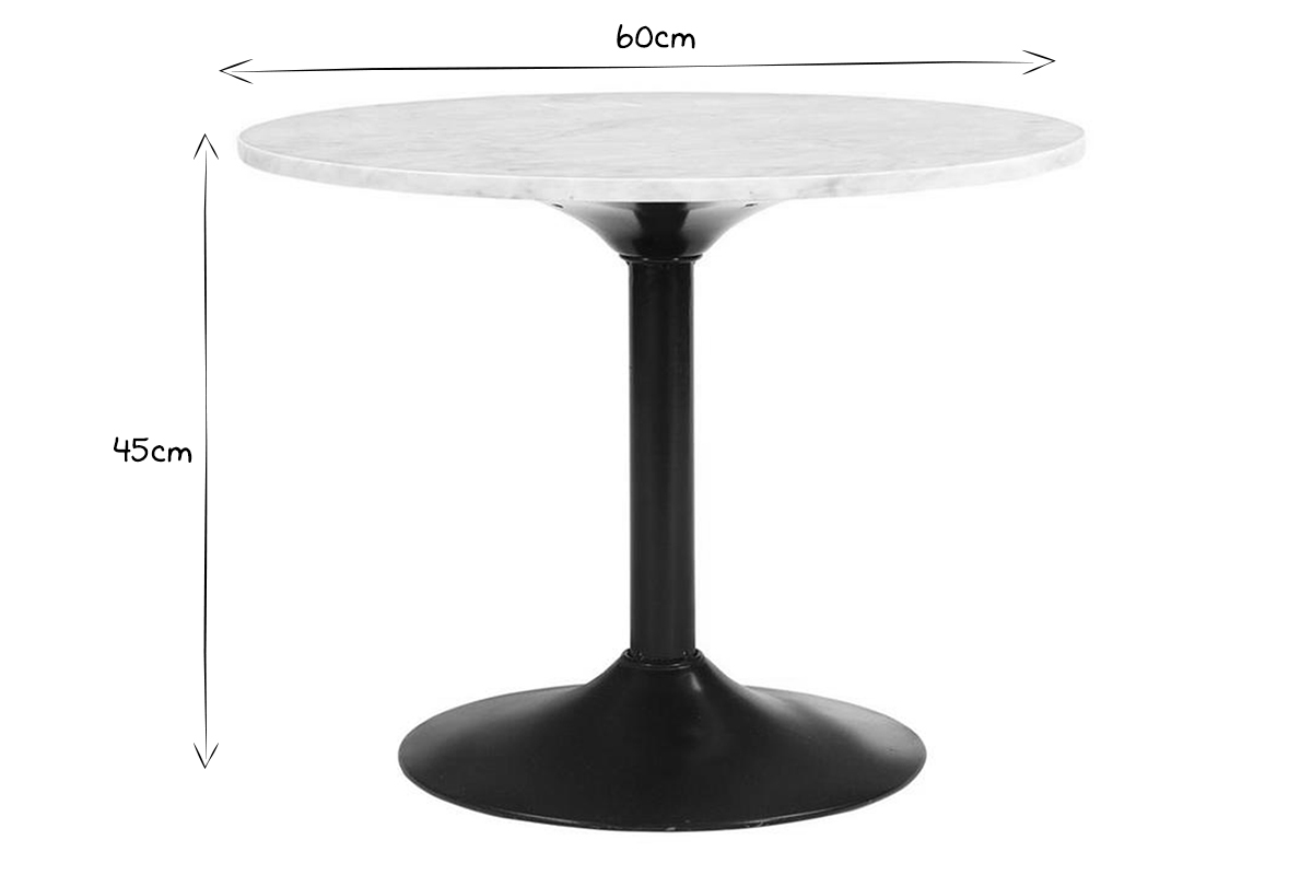 Table basse en marbre et mtal noir D60 cm COPEN