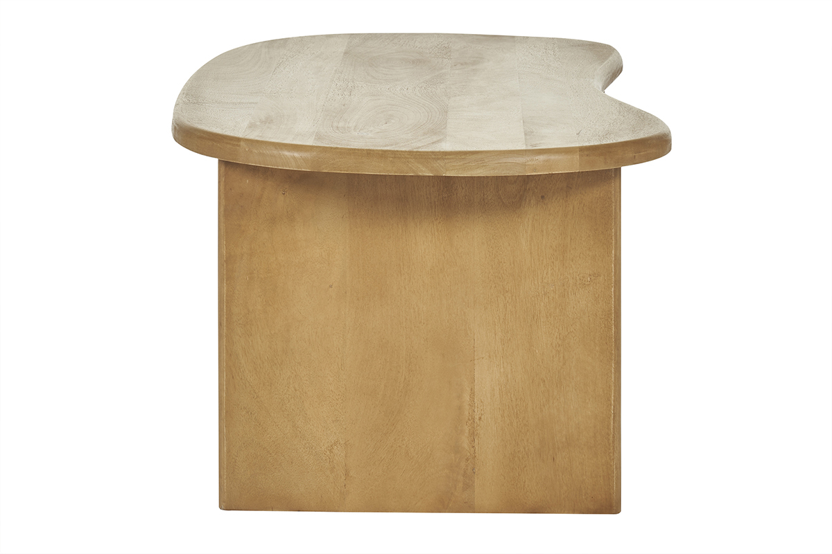 Table basse relevable design haricot avec rangement en bois manguier massif L95 cm KOKOA