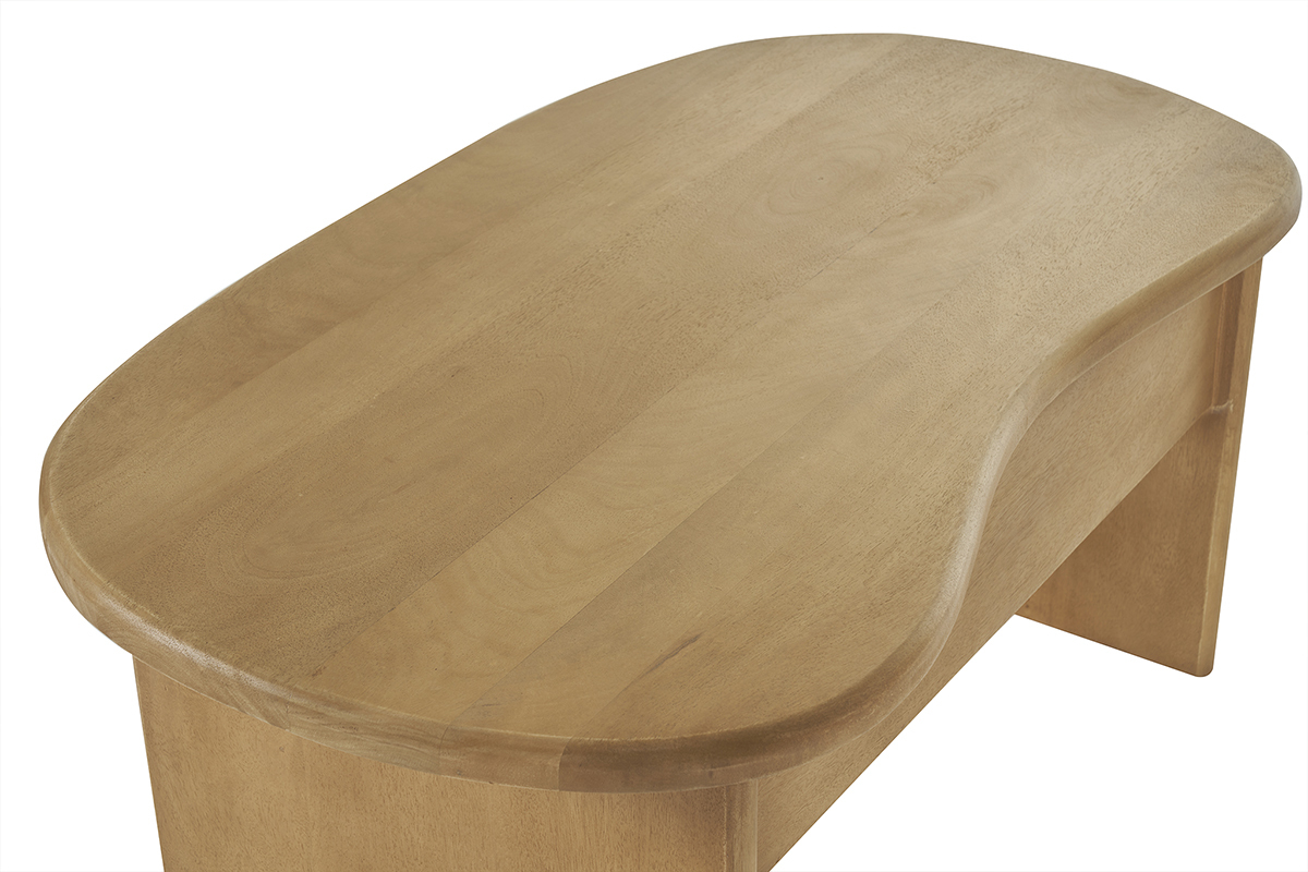 Table basse relevable design haricot avec rangement en bois manguier massif L95 cm KOKOA