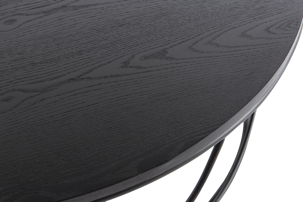 Table basse ronde bois noir et mtal noir D80 cm LACE