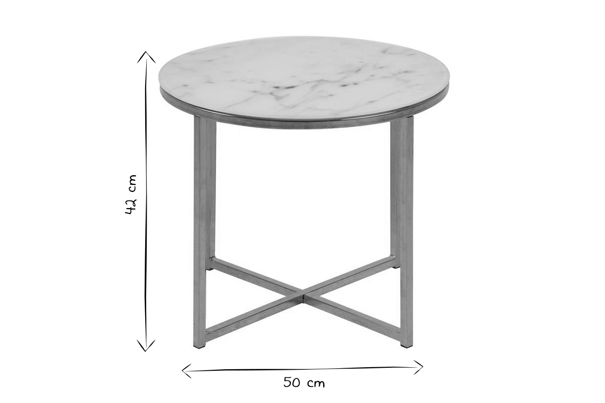 Table basse ronde design effet marbre et mtal dor D50 cm SILAS