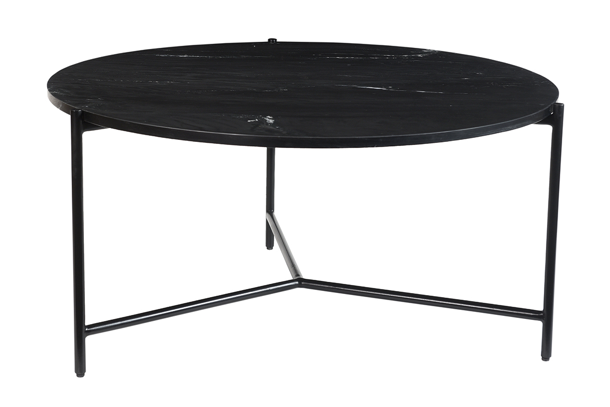 Table basse ronde design en marbre noir D90 cm BUMCELLO