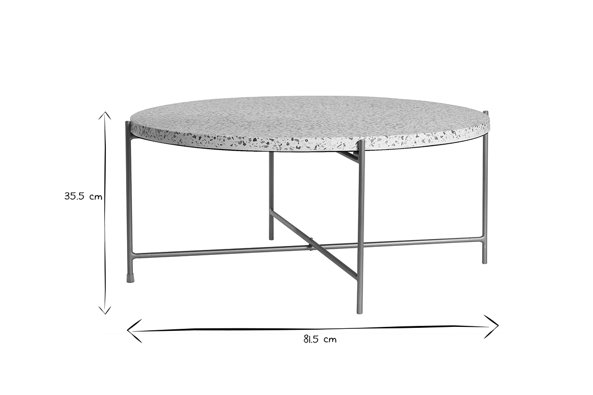 Table basse ronde design en terrazzo et mtal dor D81 cm MEZZO