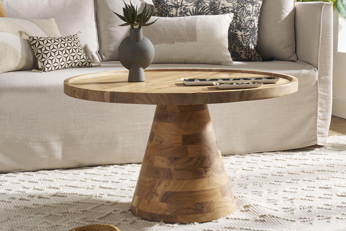 Table basse ronde en bois massif D80 cm MATERA