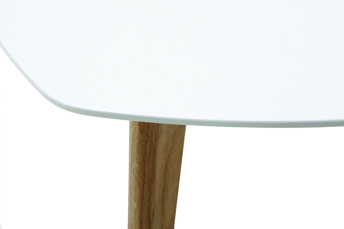 Table basse scandinave blanc et bois clair chne L80 cm EKKA