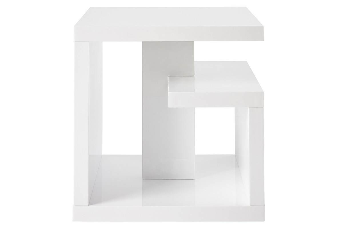 Table d'appoint design blanc laqu L50 cm HALTON