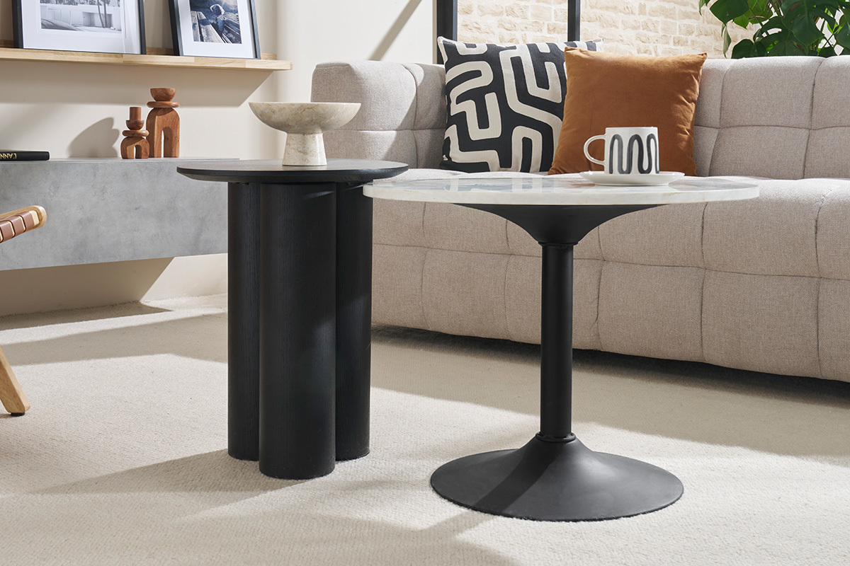 Table d'appoint design bois noir L44 cm HOLLEN