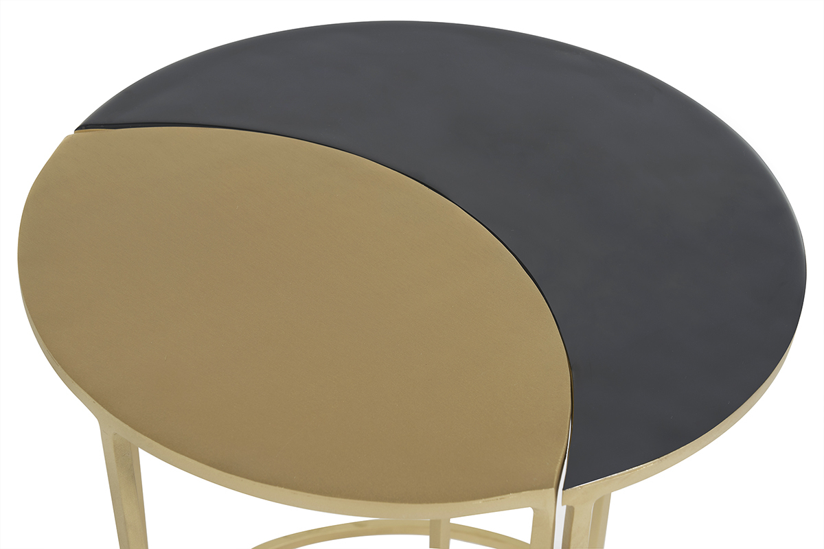 Table d'appoint en mtal laqu noir et dor TOSCANE