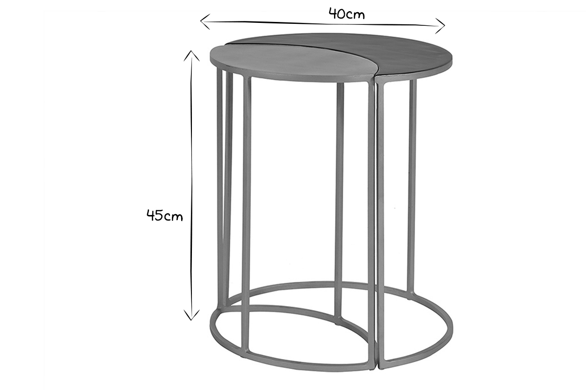 Table d'appoint en mtal laqu noir et dor TOSCANE