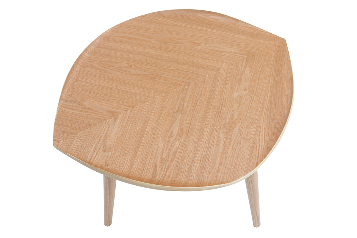 Table d'appoint forme de feuille bois clair L60 cm PHYLL