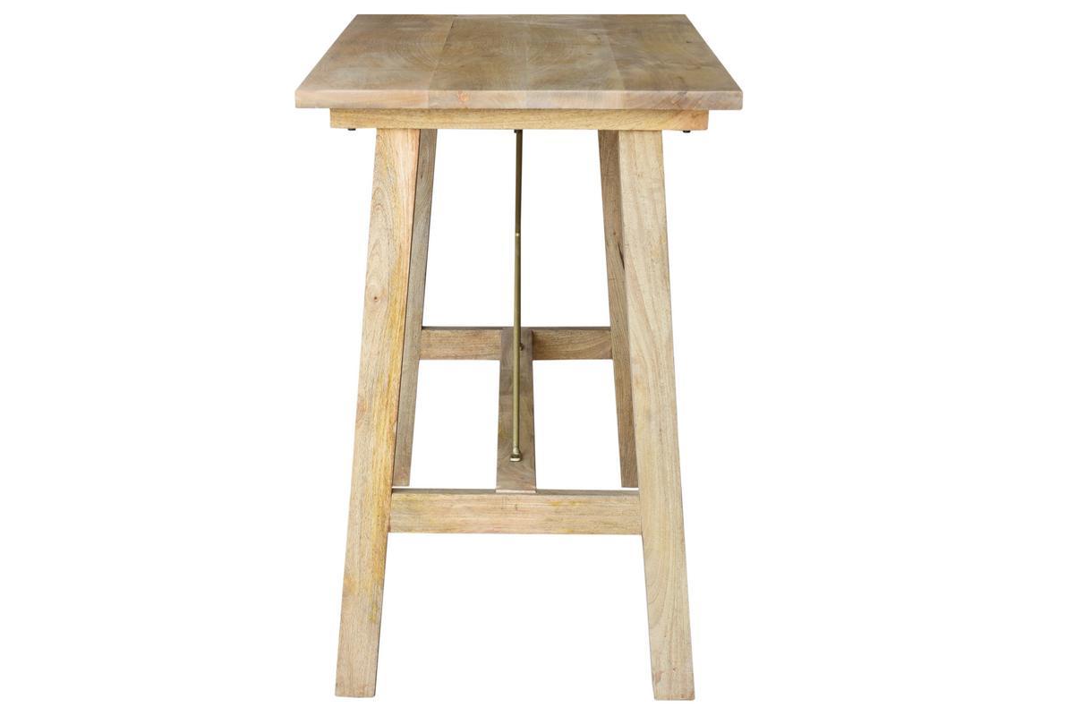 Table de bar en bois manguier massif et mtal dor L130 cm MARGHA