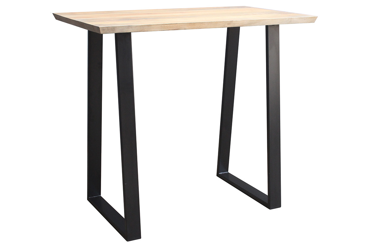 Table de bar en bois manguier massif et mtal noir L120 cm VIJAY