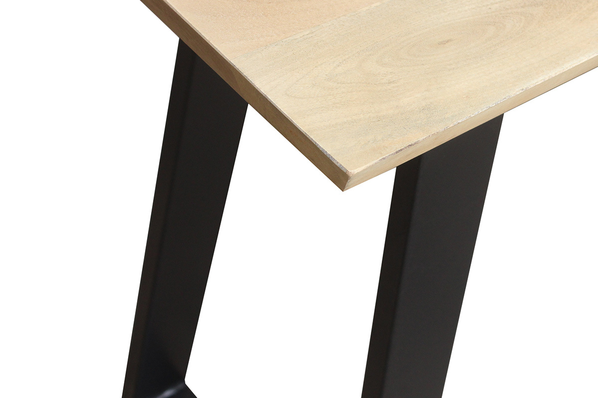 Table de bar en bois manguier massif et mtal noir L120 cm VIJAY